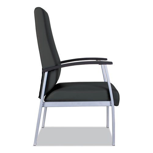 Alera metaLounge Series High-Back Guest Chair, 24.6" x 26.96" x 42.91", Black Seat, Black Back, Silver Base