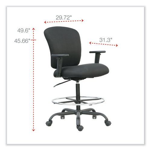 Alera Mota Series Big and Tall Stool, Supports Up to 450 lb, 28.74" to 32.67" Seat Height, Black