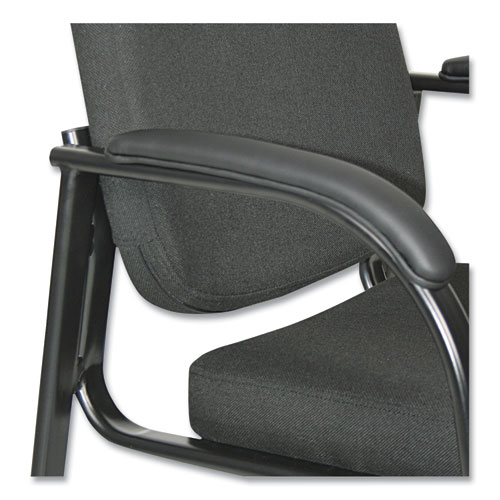 Alera Genaro Series Fabric Half-Back Sled Base Guest Chair, 25" x 24.80" x 33.66", Black Seat, Black Back, Black Base