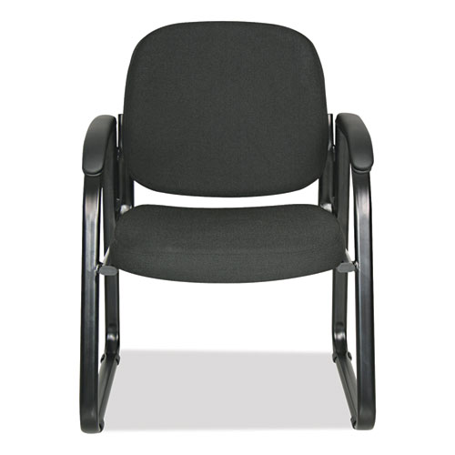 Alera Genaro Series Fabric Half-Back Sled Base Guest Chair, 25" x 24.80" x 33.66", Black Seat, Black Back, Black Base