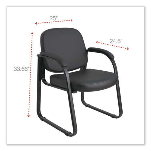 Image of Alera® Genaro Series Faux Leather Half-Back Sled Base Guest Chair, 25" X 24.80" X 33.66", Black Seat, Black Back, Black Base
