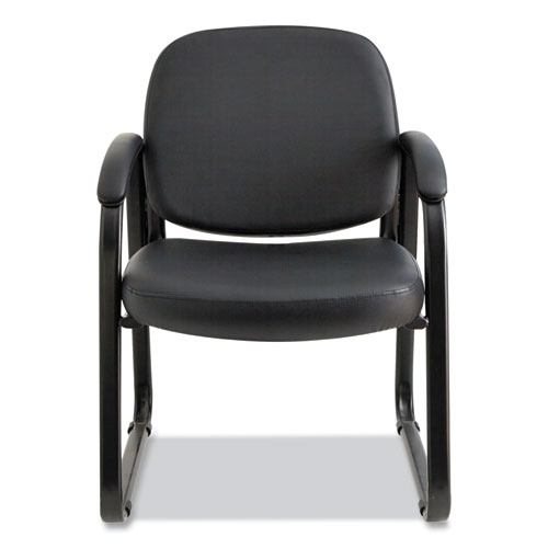 Image of Alera® Genaro Series Faux Leather Half-Back Sled Base Guest Chair, 25" X 24.80" X 33.66", Black Seat, Black Back, Black Base