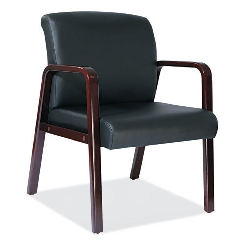 Alera Reception Lounge Wl Series Guest Chair, 24.21" X 24.8" X 32.67", Black Seat/back, Mahogany Base