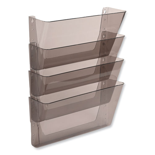Image of DocuPocket Stackable Four-Pocket Wall File, 4 Sections, Letter Size, 13" x 4", Smoke