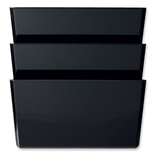 Image of DocuPocket Stackable Three-Pocket Partition Wall File, 3 Sections, Letter Size, 13" x 4", Black