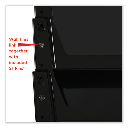 Image of DocuPocket Stackable Three-Pocket Partition Wall File, 3 Sections, Letter Size, 13" x 4", Black
