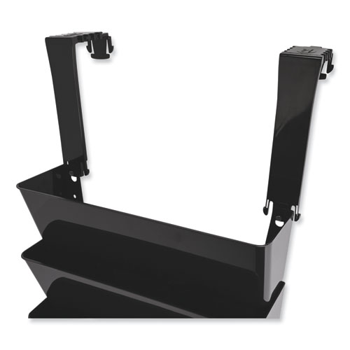 Image of Deflecto® Two Break-Resistant Plastic Partition Brackets, For 2.63 To 4.13 Wide Partition Walls, Black, 2/Pack