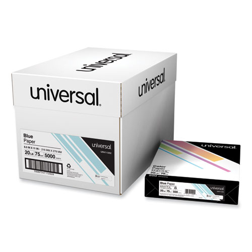 Universal® Deluxe Colored Paper, 20 Lb Bond Weight, 8.5 X 11, Blue, 500/Ream