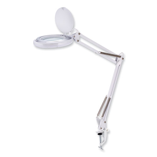 PureOptics LED Magnifying Dimmable Desk Lamp with Clamp Mount, 17"  High, White