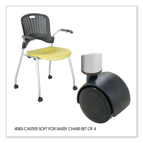 Sassy Stack Chair Casters, 2.5" Wheel, Black, 4/Set