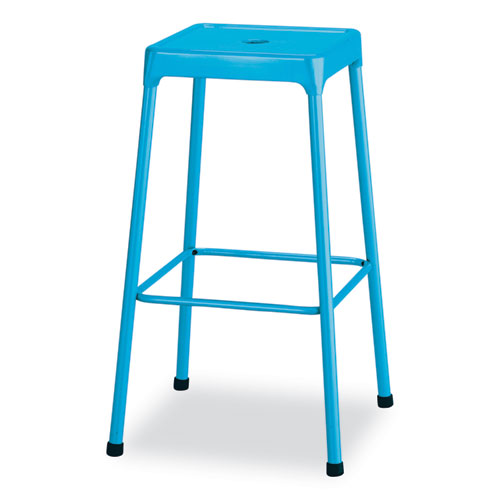 Safco® Steel Bar Stool, Backless, Supports Up To 275 Lb, 29" Seat Height, Babyblue Seat, Babyblue Base, Ships In 1-3 Business Days