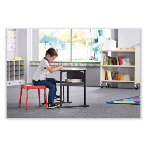 Image of Safco® Steel Guest Stool, Backless, Supports Up To 275 Lb, 15" To 15.5" Seat Height, Red Seat/Base, Ships In 1-3 Business Days