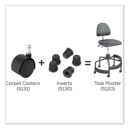 Task Master Carpet Casters, 2" Wheel, Black, 5/Set, Ships in 1-3 Business Days