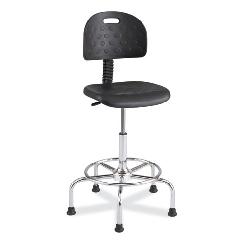 Workfit Economy Industrial Chair, Up to 400 lb, 22" to 30" High Black Seat/Back, Silver Base, Ships in 1-3 Business Days