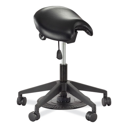 Image of Safco® Saddle Seat Lab Stool, Backless, Supports Up To 250 Lb, 21.25"-26.25" High Black Seat, Black Base, Ships In 1-3 Business Days