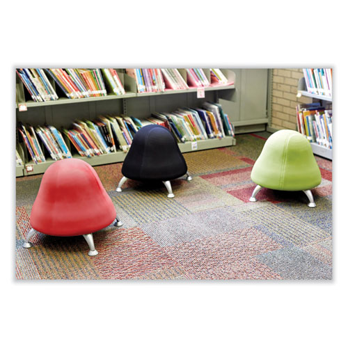 Runtz Ball Chair, Backless, Supports Up to 250 lb, Red Vinyl Seat, Silver Base, Ships in 1-3 Business Days