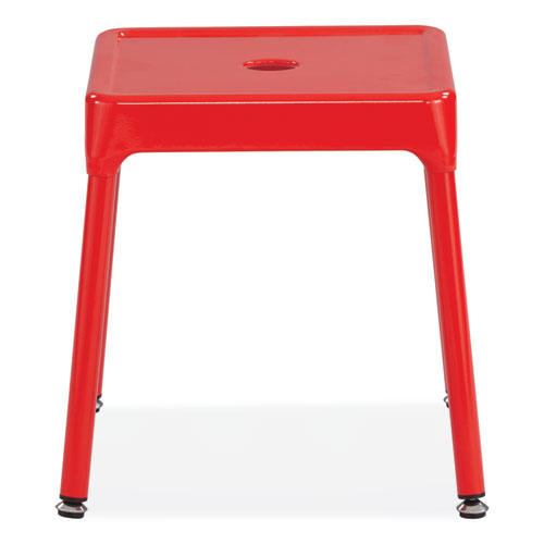 Steel Guest Stool, Backless, Supports Up to 275 lb, 15" to 15.5" Seat Height, Red Seat/Base, Ships in 1-3 Business Days