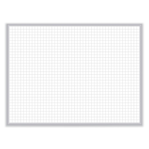 Ghent 1 x 1 Grid Magnetic Whiteboard, 36 x 24, White/Gray Surface, Satin Aluminum Frame, Ships in 7-10 Business Days