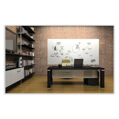 Aria Low-Profile Frameless Magnetic Glassboard, 36" x 24", White Surface