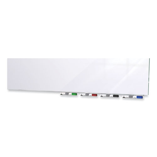 Aria Low-Profile Frameless Magnetic Glassboard, 120" x 48", White Surface