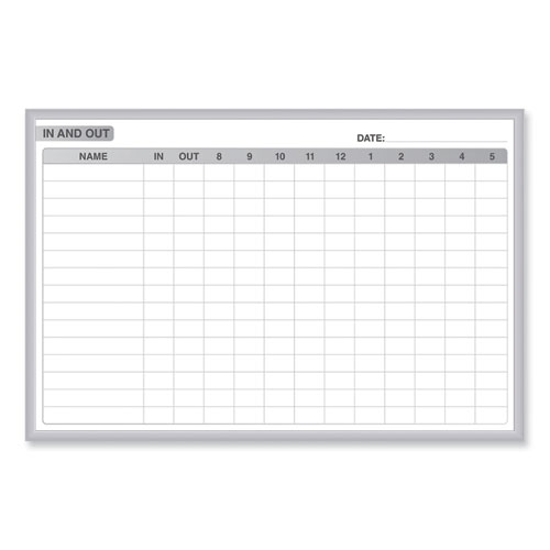 In/Out Magnetic Whiteboard, 48.5 x 36.5, White/Gray Surface, Satin Aluminum Frame, Ships in 7-10 Business Days