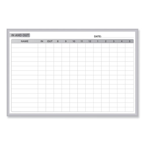 In/Out Magnetic Whiteboard, 72.5 x 48.5, White/Gray Surface, Satin Aluminum Frame, Ships in 7-10 Business Days