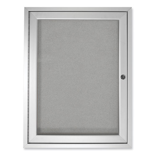 1 Door Enclosed Vinyl Bulletin Board with Satin Aluminum Frame, 18 x 24, Silver Surface, Ships in 7-10 Business Days