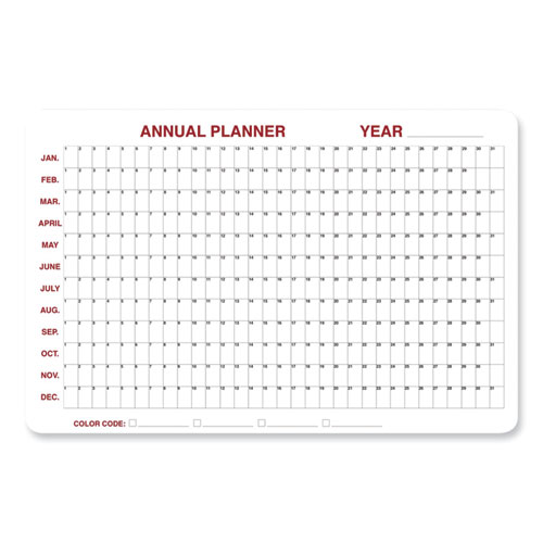 12 Month Whiteboard Calendar with Radius Corners, 36 x 24, White/Red/Black Surface, Ships in 7-10 Business Days