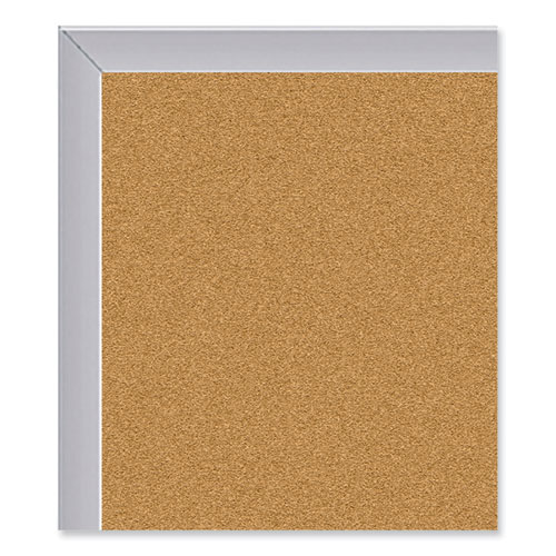 Aluminum-Frame Natural Corkboard, 96.5" x 48.5", Tan Surface, Satin Aluminum Frame