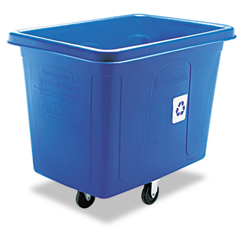 Rubbermaid® Commercial Recycling Cube Truck, Rectangular, Polyethylene, 500 lb Capacity, Blue