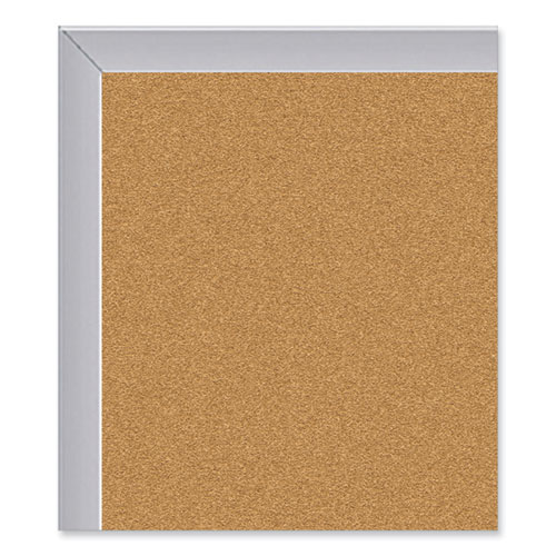 Aluminum-Frame Natural Corkboard, 46.5" x 36", Tan Surface, Satin Aluminum Frame