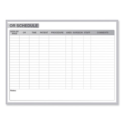 OR Schedule Magnetic Whiteboard, 72.5 x 48.5, White/Gray Surface, Satin Aluminum Frame, Ships in 7-10 Business Days