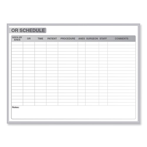 OR Schedule Magnetic Whiteboard, 96.5 x 48.5, White/Gray Surface, Satin Aluminum Frame, Ships in 7-10 Business Days