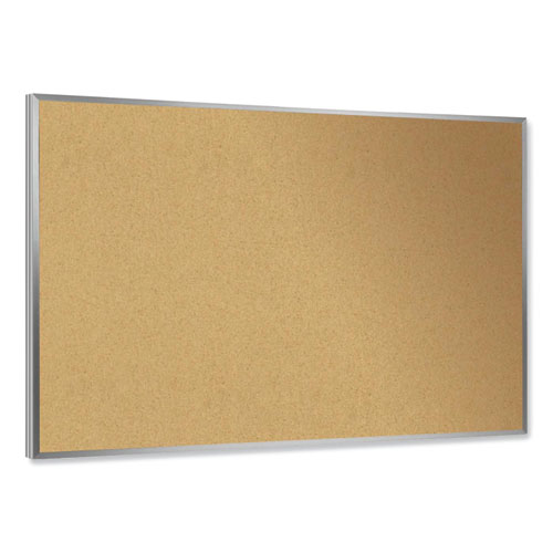 Aluminum-Frame Natural Corkboard, 46.5" x 36", Tan Surface, Satin Aluminum Frame