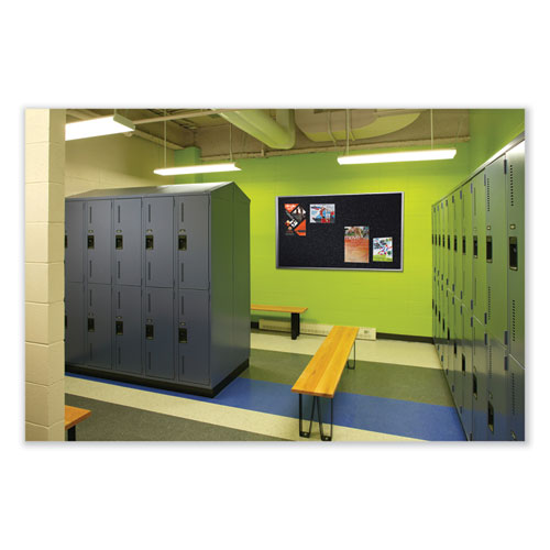 Aluminum-Frame Recycled Rubber Bulletin Boards, 72.5" x 48.5", Confetti Surface, Satin Aluminum Frame