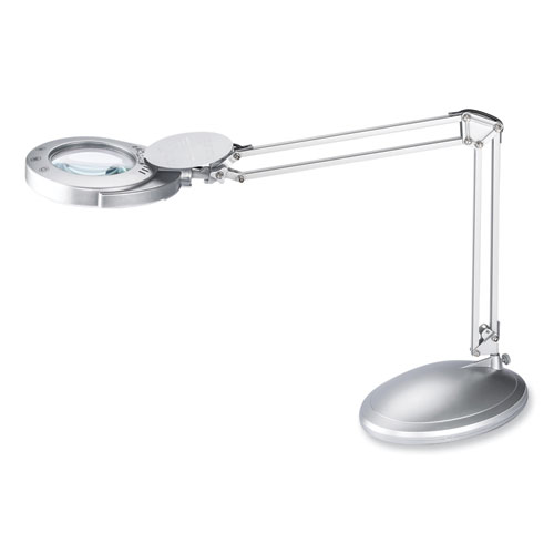 Image of LED Magnifier Lamp with Clamp, Swing Arm, 22" High, Silver, Ships in 4-6 Business Days