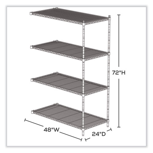 Image of Safco® Industrial Add-On Unit, Four-Shelf, 48W X 24D X 72H, Steel, Black, Ships In 1-3 Business Days