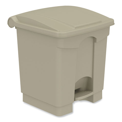 Plastic Step-On Receptacle, 20 gal, Metal, Tan, Ships in 1-3 Business Days