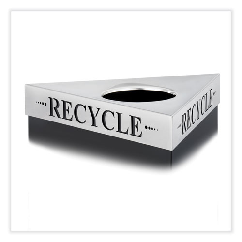 Safco® Trifecta Waste Receptacle Lid. Laser Cut "Recycle" Inscription, 20W X 20D X 3H, Stainless Steel, Ships In 1-3 Business Days
