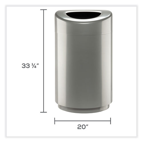 Open Top Round Waste Receptacle, 30 gal, Steel, Silver, Ships in 1-3 Business Days