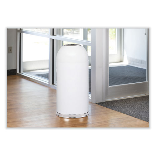 Image of Safco® Open Top Dome Receptacle, 15 Gal, Steel, White, Ships In 1-3 Business Days