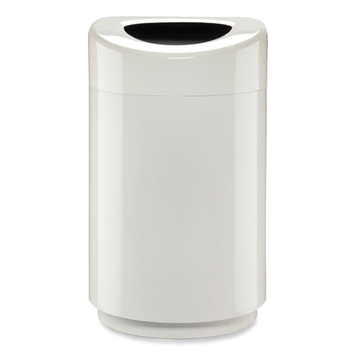 Open Top Round Waste Receptacle, 30 gal, Steel, White, Ships in 1-3 Business Days