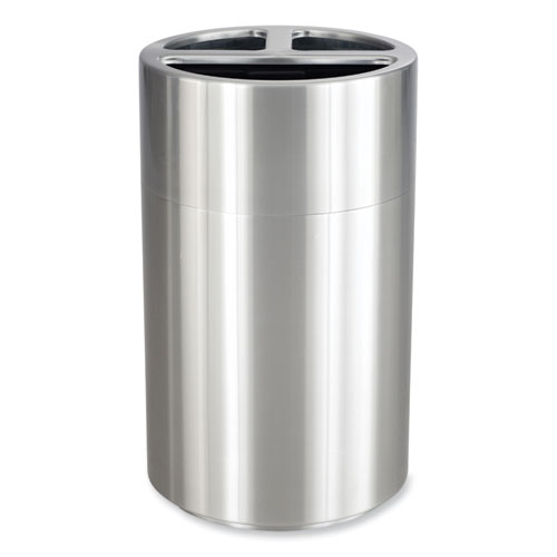 Triple Recycling Receptacle, 40 gal, Steel, Brushed Aluminum, Ships in 1-3 Business Days