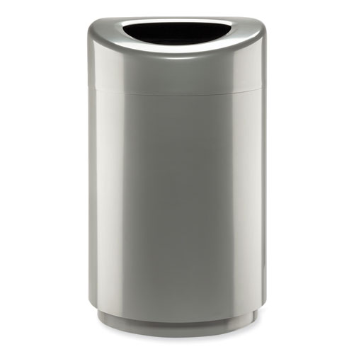 Open Top Round Waste Receptacle, 30 gal, Steel, Silver, Ships in 1-3 Business Days