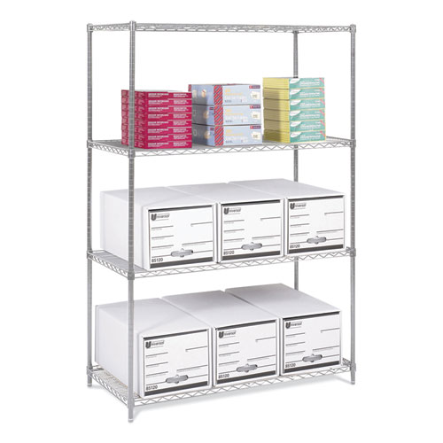 Image of Safco® Industrial Wire Shelving, Four-Shelf, 48W X 24D X 72H, Metallic Gray, Ships In 1-3 Business Days
