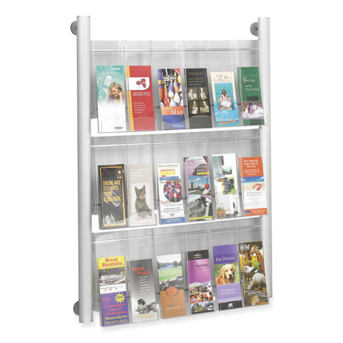 Image of Safco® Luxe Magazine Rack, 9 Compartments, 31.75W X 5D X 41H, Clear/Silver, Ships In 1-3 Business Days