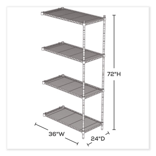 Image of Safco® Industrial Add-On Unit, Four-Shelf, 36W X 24D X 72H, Steel, Black, Ships In 1-3 Business Days