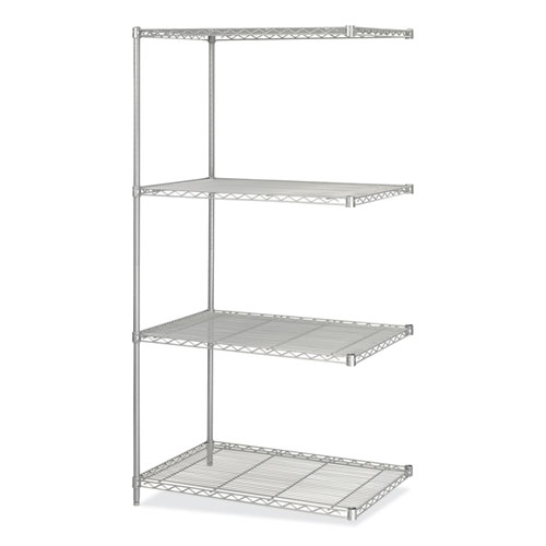 Safco® Industrial Add-On Unit, Four-Shelf, 36W X 24D X 72H, Steel, Metallic Gray, Ships In 1-3 Business Days