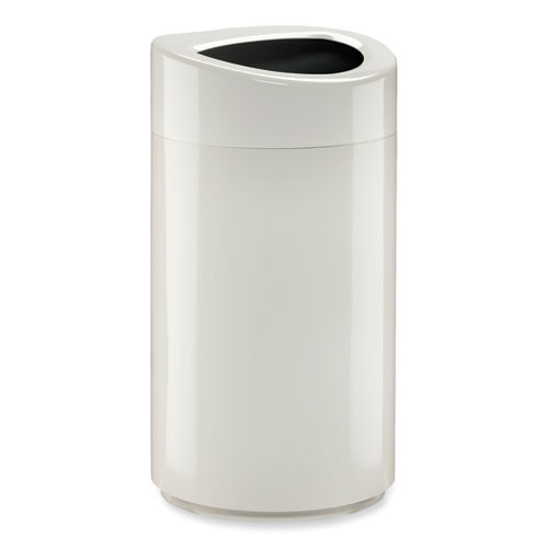 Open Top Oval Waste Receptacle, 14 gal, Steel, White, Ships in 1-3 Business Days