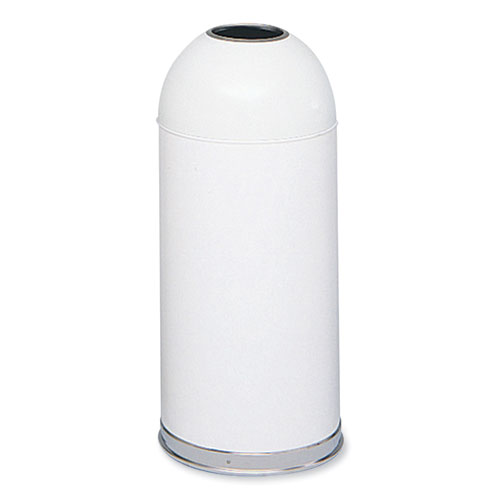 Image of Safco® Open Top Dome Receptacle, 15 Gal, Steel, White, Ships In 1-3 Business Days